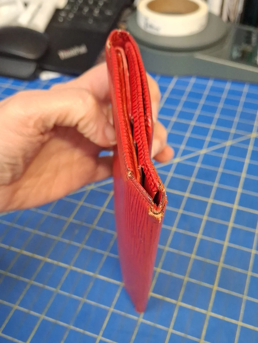 LV Louis Vuitton Red Textured Wallet 7x4 Project